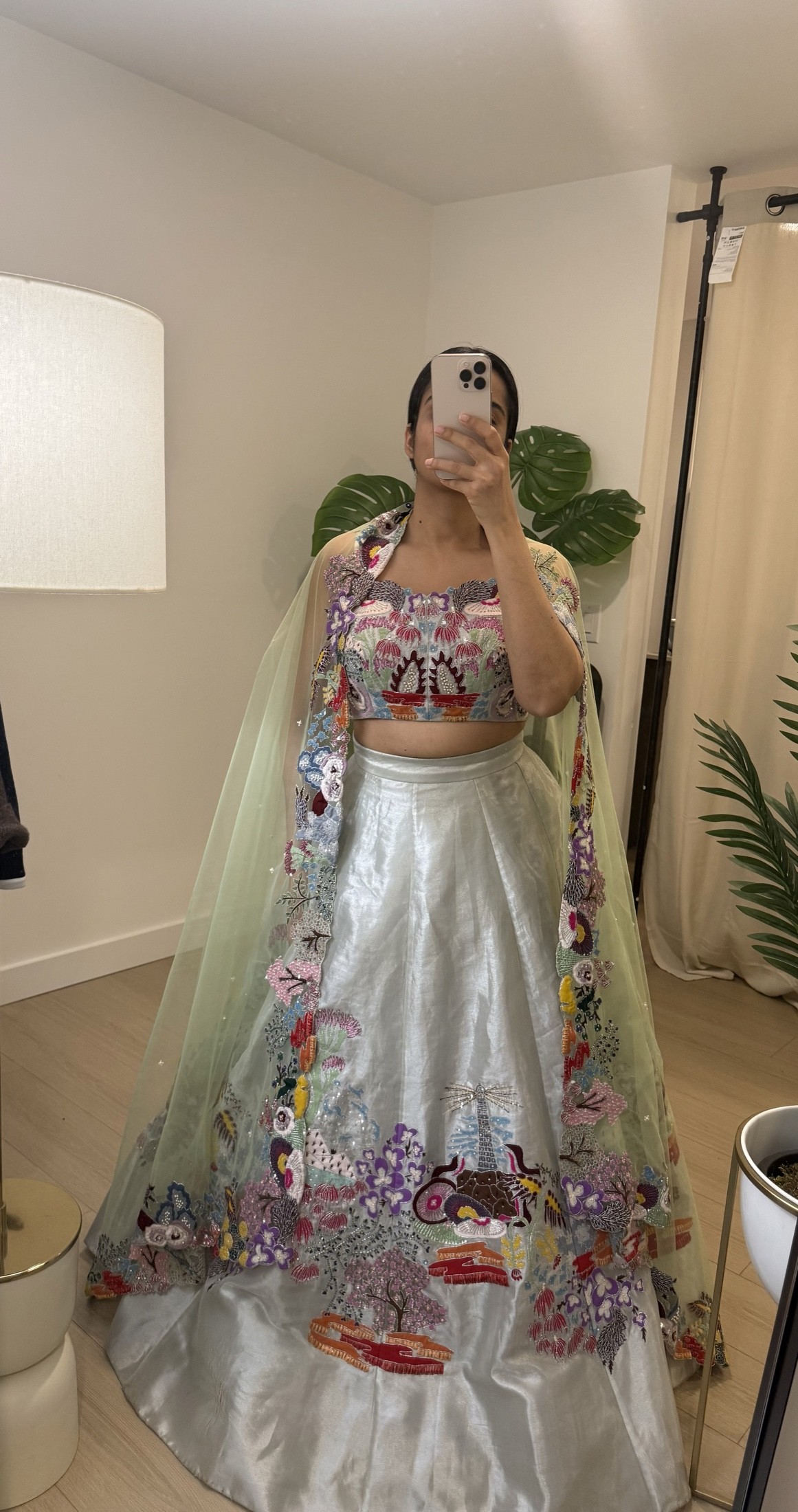 Aisha Rao Ivory Tissue Appliquéd & Embellished Lehenga Set view 2
