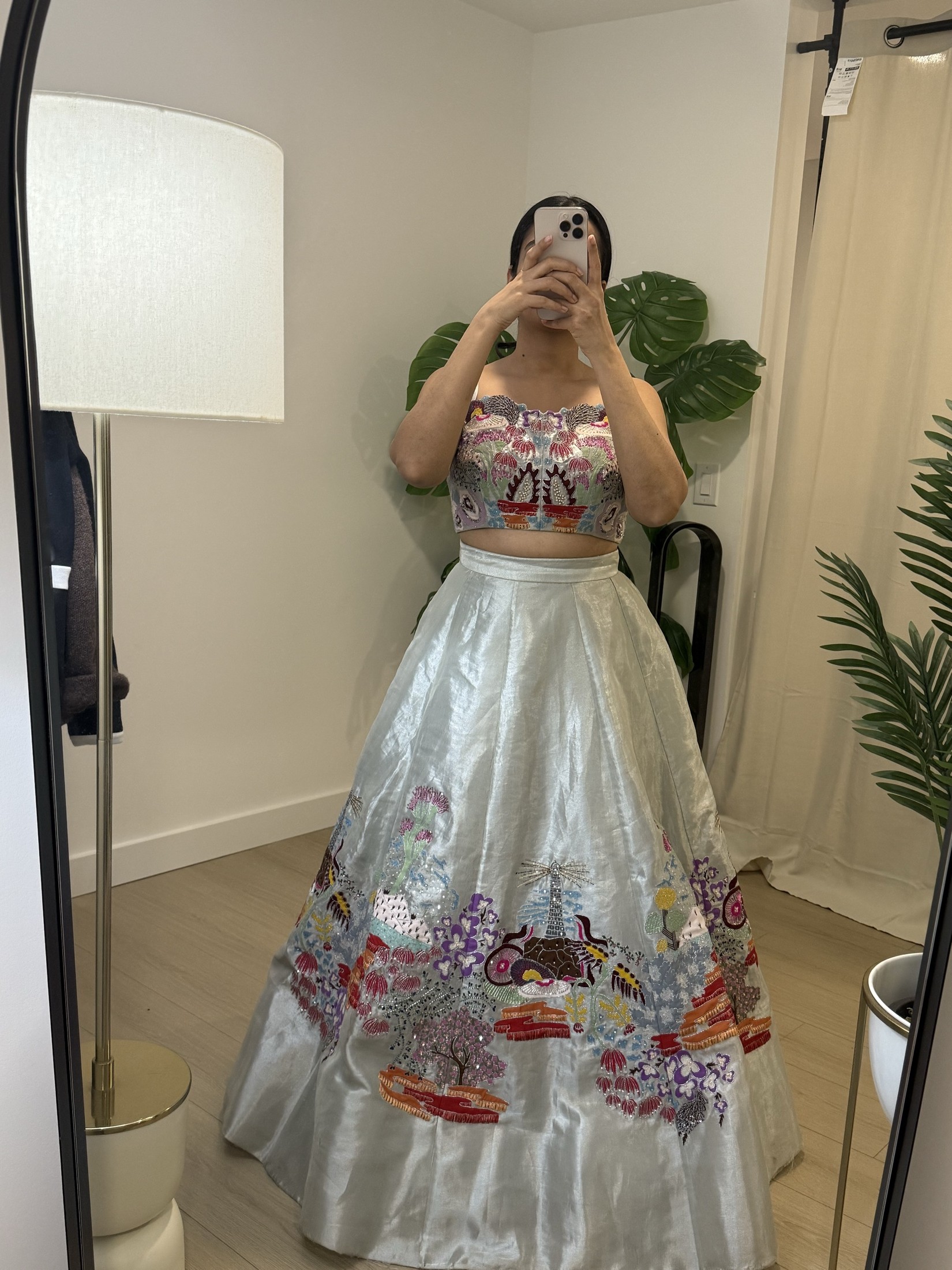 Aisha Rao Ivory Tissue Appliquéd & Embellished Lehenga Set view 3