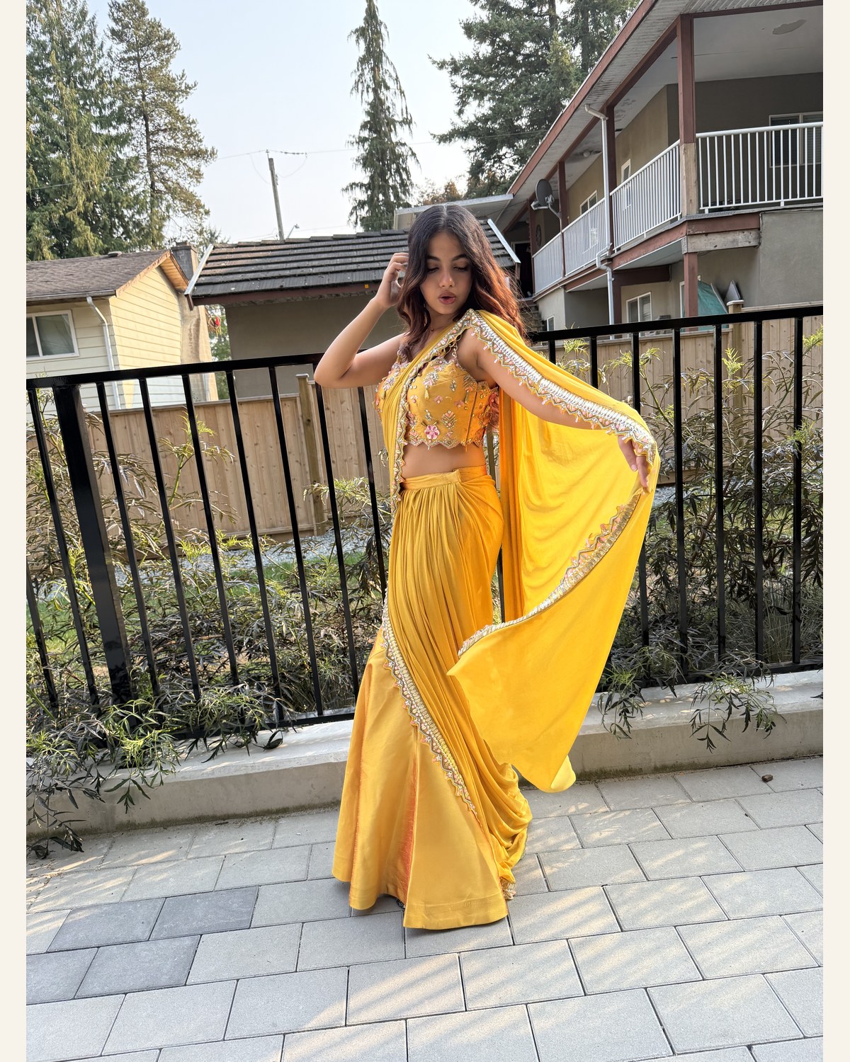 Basanti Mehfil Draped Set — Draped Set rental in Surrey, BC