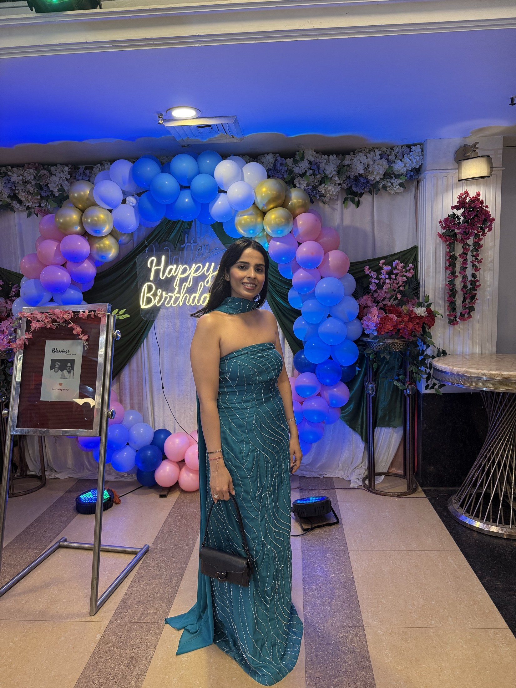 Firoza Teal Gown view 3