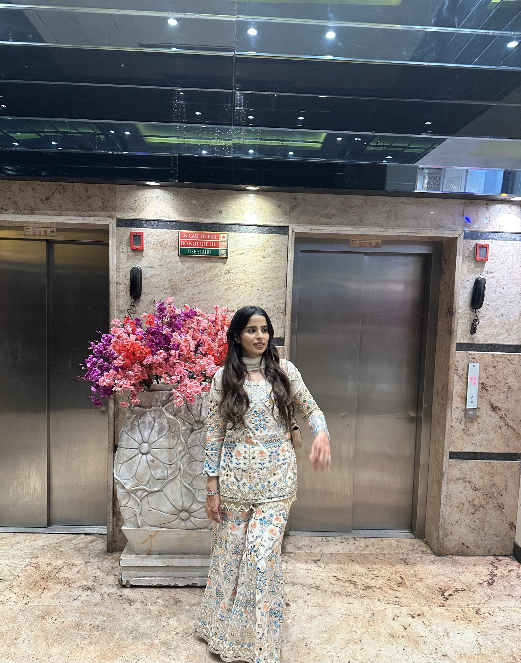Shehnai Ivory Blue Suit Set view 2